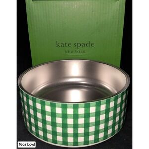 Kate Spade‎ New York, 16 oz. Dog Bowl, Green & White, Stainless Steel, Non-Slip